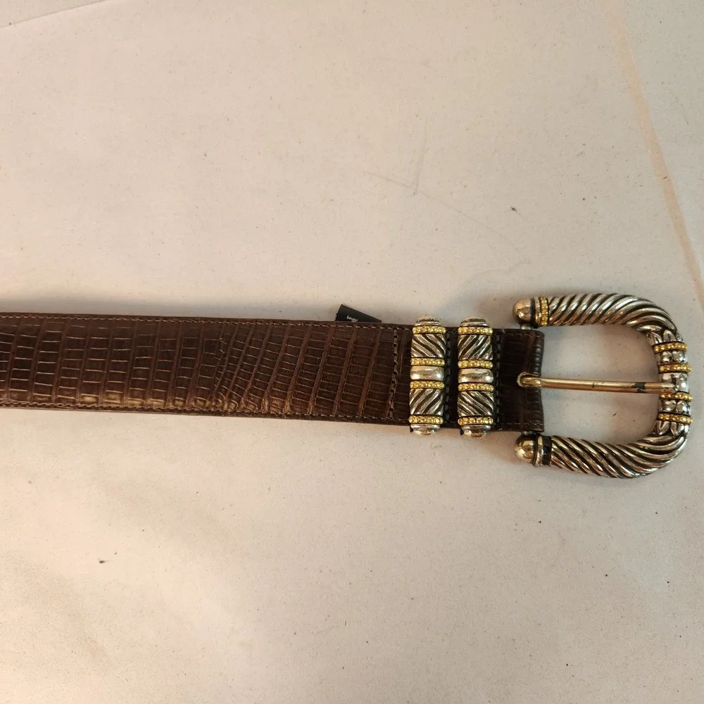 VTG Brighton M23709 Brown Croc Leather Belt 30